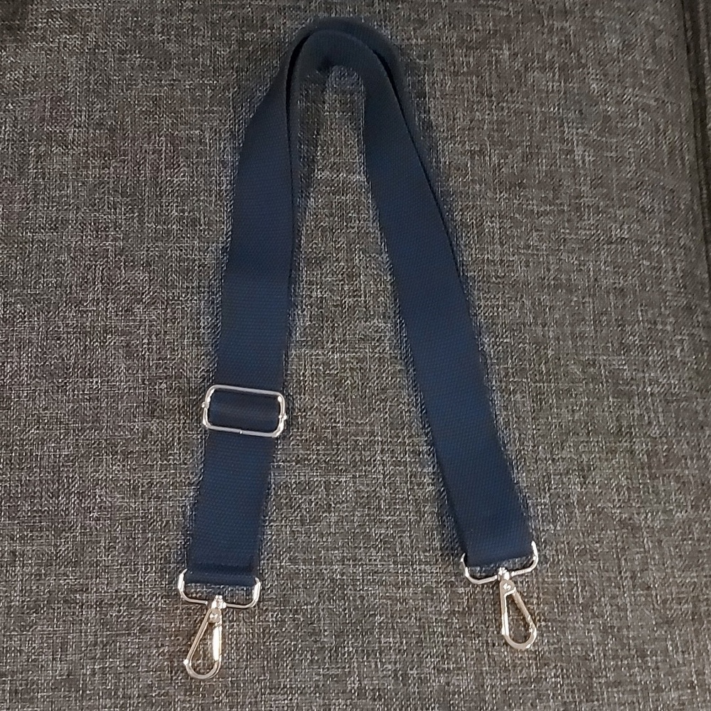 Adjustable Navy Blue Canvas Bag Strap with Gold Hardware